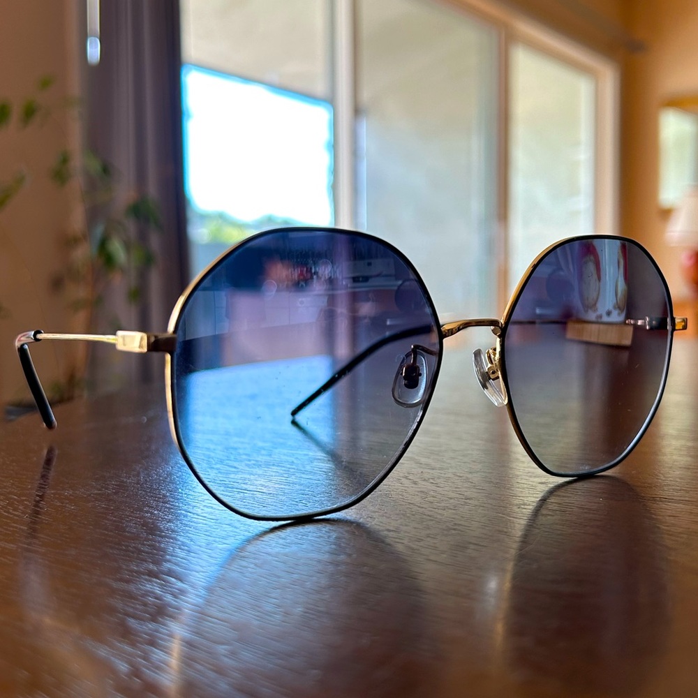 JINS Round Reflective Blue Lens Metal Wire Sunglasses